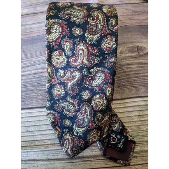 Vintage Briar Men's Silk Tie Paisley Handmade Woven Silk in England T59 - Picture 1 of 10